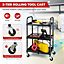 Costway 3-Tier Folding Storage Trolley Heavy Duty Tool Cart Rolling Storage Organizer