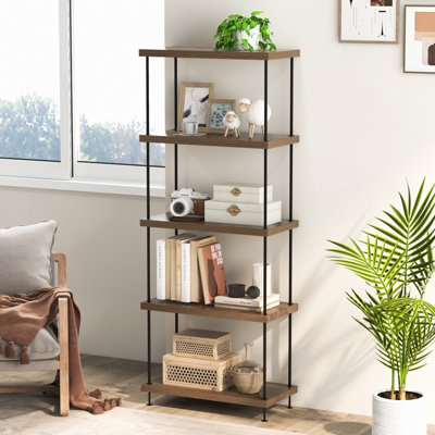 Costway 3-Tier Freestanding Bookshelf 146 cm Display Rack Industrial Storage Shelving Unit