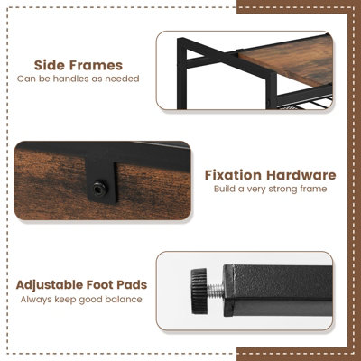 Costway 3-Tier Industrial Entryway Table Sofa Side Table W/ Removable Panel & Mesh Shelf