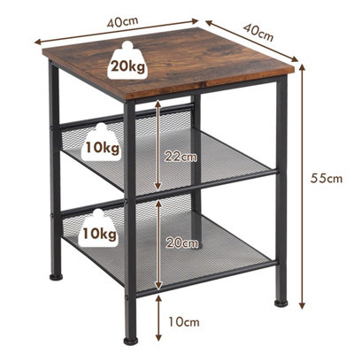 Costway 3 Tier Industrial Side Table Nightstand Storage Organiser