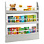 Costway 3-Tier Kids Bookshelf Toy Storage Bookcase Rack Wall w/ Anti-toppling Kits Grey