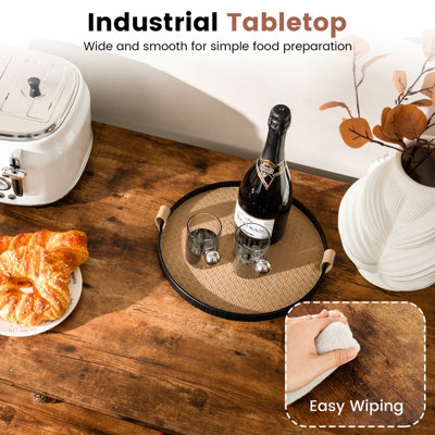 Costway 3-Tier Kitchen Industrial Storage Shelf Island Prep Table Microwave Stand Rack - 5