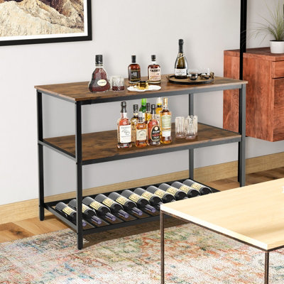 Costway 3-Tier Kitchen Industrial Storage Shelf Island Prep Table Microwave Stand Rack - 7