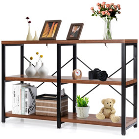Costway 3-Tier Metal Frame Console Table w/ Storage Shelves