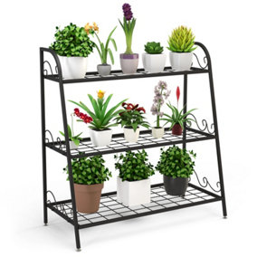 Costway 3-tier Metal Plant Stand Shelf Multifunctional Flower Rack Display Pot Holder