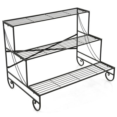 Costway 3 Tier Metal Shelf Ladder Shaped Plant Stand Display Rack ...