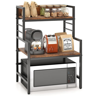 COSTWAY 3-Tier Microwave Stand Kitchen Countertop Organizer-Coffee
