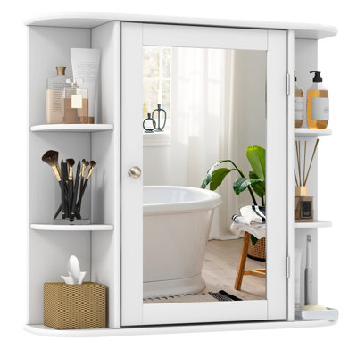 Bathroom cabinet storage on sale with mirror