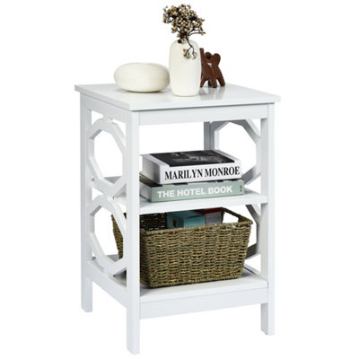 Costway 3-Tier Nightstand Sofa Bed Side Table Wooden Storage Stand w/ Shelf