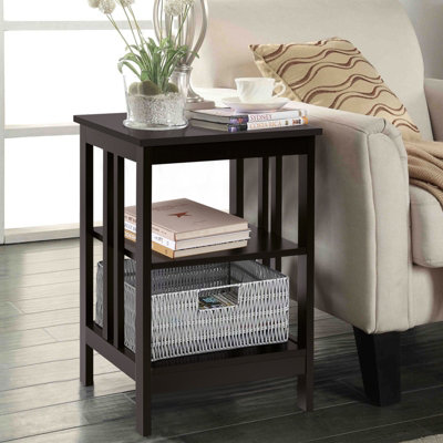 Costway 3-Tier Nightstand Wooden End Table Sofa Bed Side Table Storage Display Stand