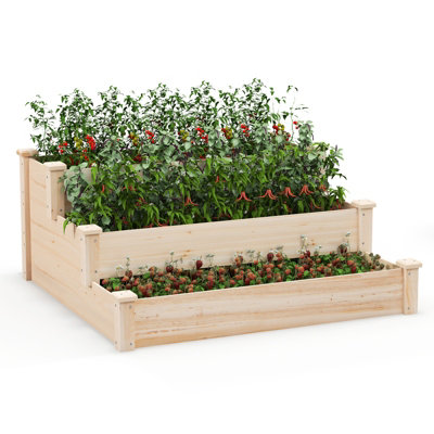 Costway 3-tier Raised Garden Bed Tiered Garden Box Patio Elevated Planter Box