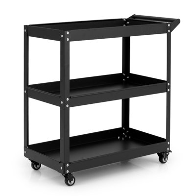 Costway 3-Tier Rolling Tool Cart Heavy-Duty Metal Cart Industrial Tool Organizer