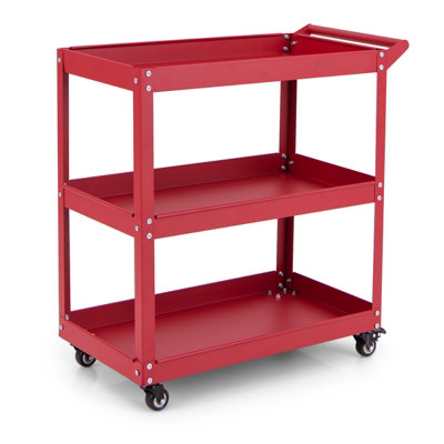 Costway 3-Tier Rolling Tool Cart Heavy-Duty Metal Cart Industrial Tool Organizer