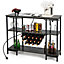 Costway 3-tier Wine Bar Cabinet Industrial Wine Rack with Storage Shelves Glass Holder