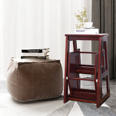 Costway 3 Tier Wood Step Stool Indoor Folding Step Ladder - 8
