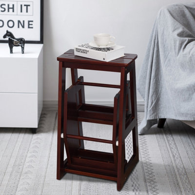 Costway 3 Tier Wood Step Stool Indoor Folding Step Ladder - 9