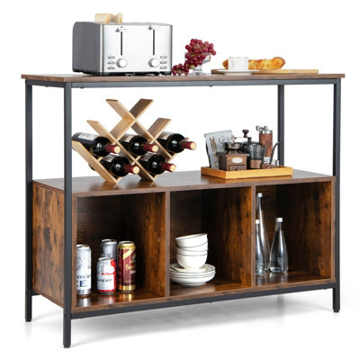 Costway 3-Tier Wooden Buffet Sideboard Modern Pantry Storage Cabinet ...