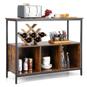 Costway 3-Tier Wooden Buffet Sideboard Modern Pantry Storage Cabinet With 3 Compartments
