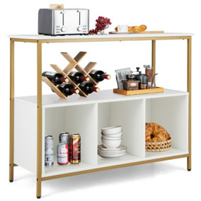 Costway 3-Tier Wooden Buffet Sideboard Modern Pantry Storage Cabinet With 3 Compartments