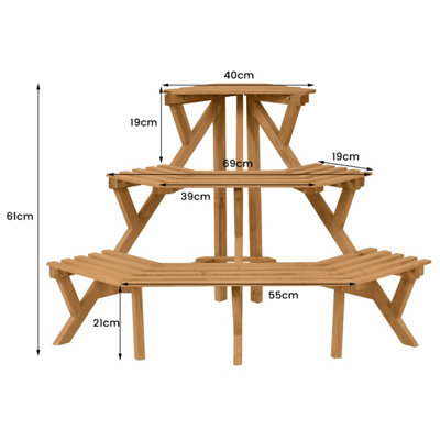 Costway 3-Tier Wooden Plant Pot Stand Lawn Shelves Flower Display Rack ...