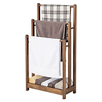 Costway 3-Tier Wooden Towel Rack Freestanding 3 Bars Towel Drying Holder Storage Shelf