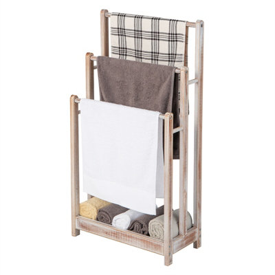 Costway 3-Tier Wooden Towel Rack Freestanding Bars Towel Drying