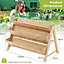 Costway 3 Tier Wooden Vertical Raised Garden Bed Elevated Planter Box w/ Shelf