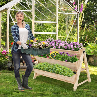 Artloge 3 Tiers Vertical Raised Garden Bed Elevated Wood Horticulture