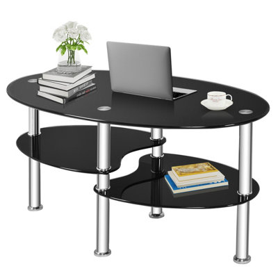 3 tier deals glass computer desk