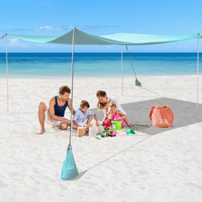 Costway 3 x 3 m Beach Canopy Shields Large Outdoor Picnic Tent Sun Shelter w/ 4 Sandbags
