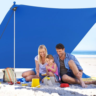 Costway 3 x 3 M Camping Beach Canopy Tent Large Outdoor Sunshade w/ 2 Poles