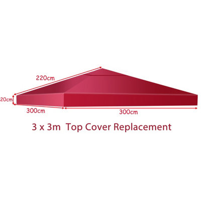 Costway 3 x 3 m Gazebo Replacement Canopy Top Cover Outdoor Patio Pavilion Cover
