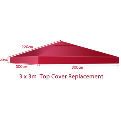 Costway 3 x 3 m Gazebo Replacement Canopy Top Cover Outdoor Patio Pavilion Cover