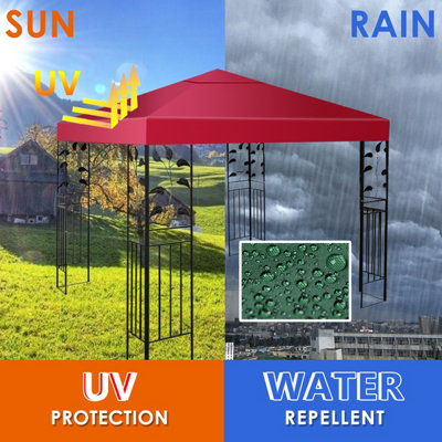 Costway 3 x 3 m Gazebo Replacement Canopy Top Cover Outdoor Patio Pavilion Cover - 4