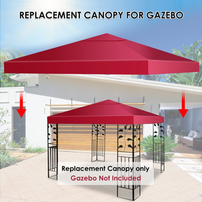 Costway 3 x 3 m Gazebo Replacement Canopy Top Cover Outdoor Patio Pavilion Cover - 5
