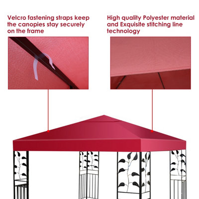 Costway 3 x 3 m Gazebo Replacement Canopy Top Cover Outdoor Patio Pavilion Cover - 6