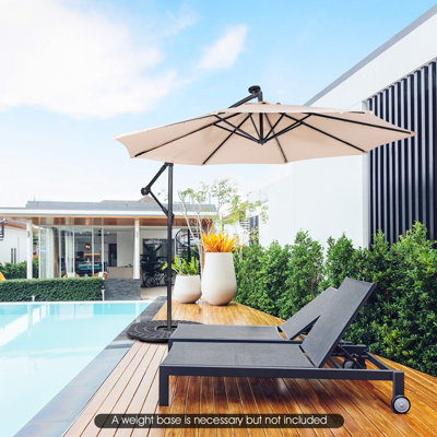 CASAINC 10-ft Aluminum Gray Cantilever Patio Umbrella With Lights With Base | WF-OP70376NY
