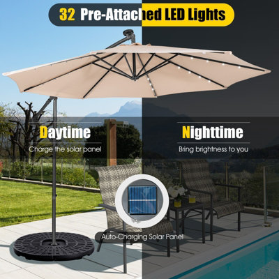 Costway 3 x 3m Cantilever Parasol Backyard Patio Offset Umbrella w/ 32 ...