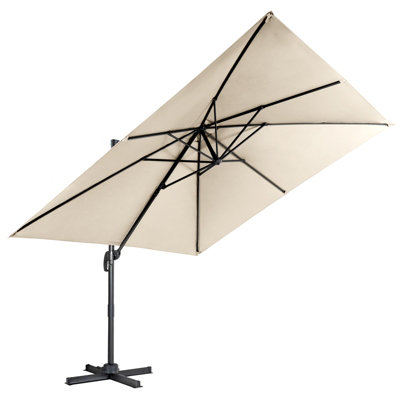 Costway 3 x 3m Garden Cantilever Parasol 3 Positions Adjustable Square Overhanging Umbrella