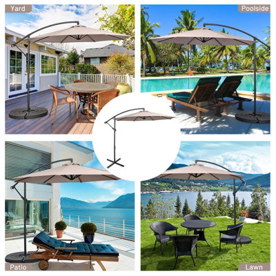 Costway 3 x 3m Patio Offset Umbrella Backyard Garden Cantilever Parasol w/ 8 Ribs - 3