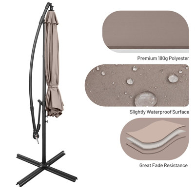Costway 3 x 3m Patio Offset Umbrella Backyard Garden Cantilever Parasol w/ 8 Ribs - 6