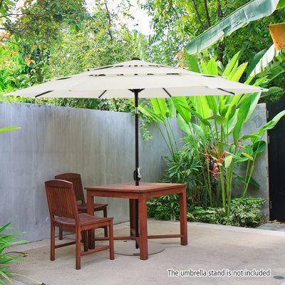 Costway 3 X 3M Patio Umbrella 3-Tier Double Vented Outdoor Crank Umbrella Market Table Umbrella - 4