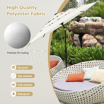 Costway 3 X 3M Patio Umbrella 3-Tier Double Vented Outdoor Crank Umbrella Market Table Umbrella - 6