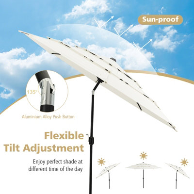 Costway 3 X 3M Patio Umbrella 3-Tier Double Vented Outdoor Crank Umbrella Market Table Umbrella - 7