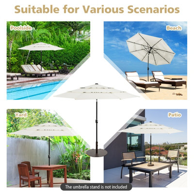Costway 3 X 3M Patio Umbrella 3-Tier Double Vented Outdoor Crank Umbrella Market Table Umbrella - 9