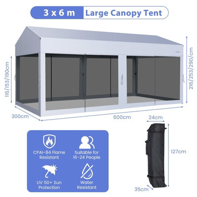 Costway x m Pop-Up Canopy Party Tent Sidewalls Portable Garage