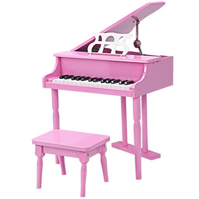 30-Key Wood Toy Kids Grand Piano with Bench and Music Rack - Costway