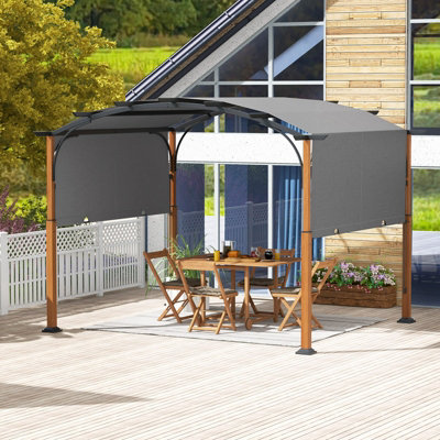 Costway 300 x 360cm Arched Patio Pergola w/ Retractable Canopy Outdoor Metal Gazebo - 4