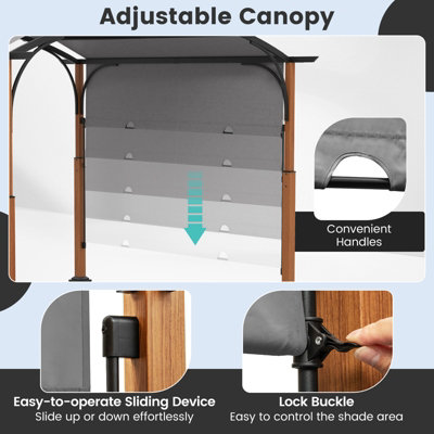 Costway 300 x 360cm Arched Patio Pergola w/ Retractable Canopy Outdoor Metal Gazebo - 6