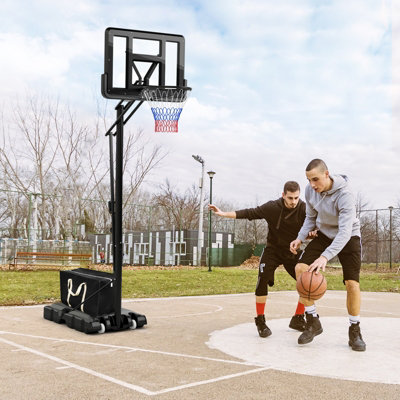 Costway 308 to 368cm Basketball Hoop Set w/Wheels & Free Secure Bag Indoor Outdoor - 4